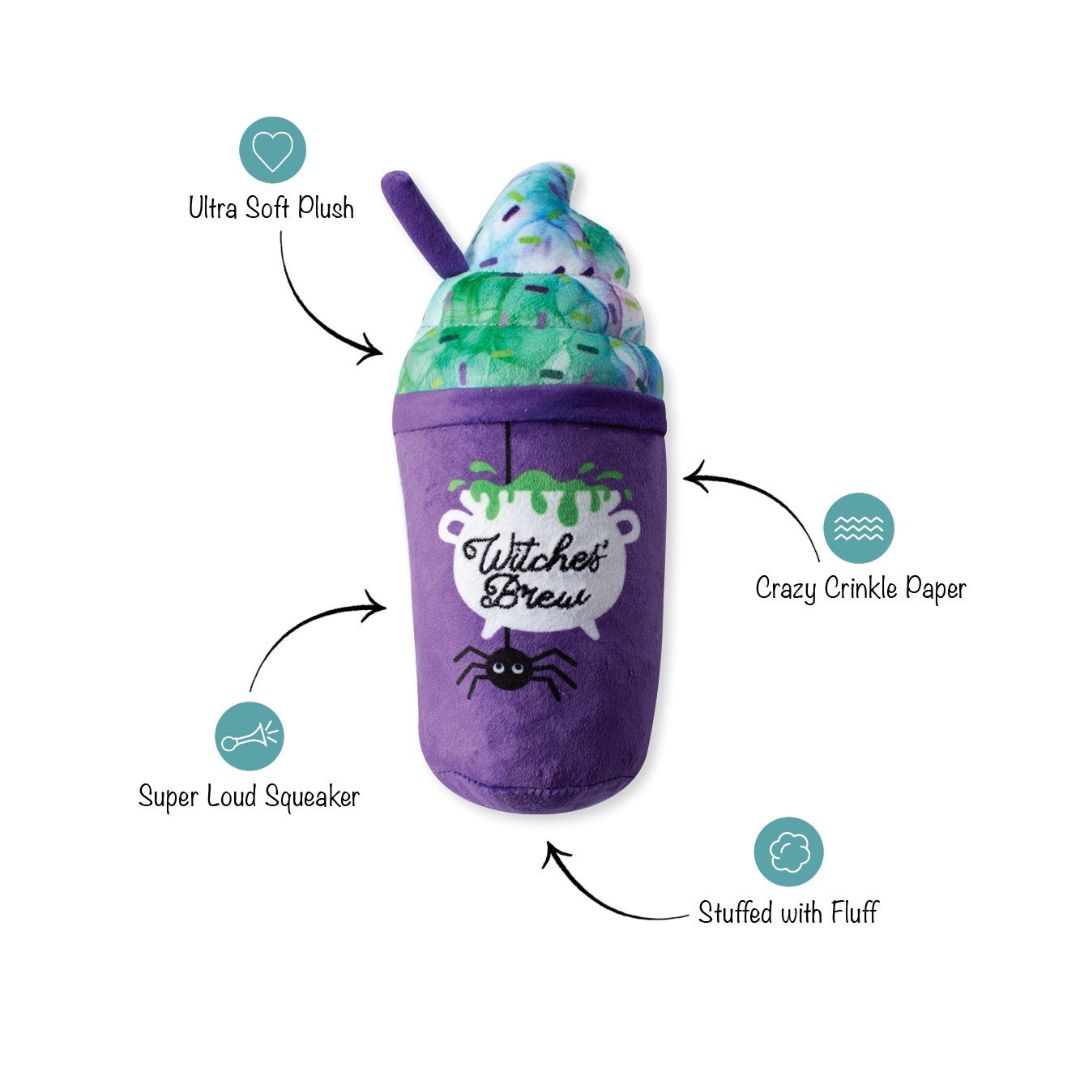 Fringe Studio Halloween Plush Squeaker Dog Toy - Witches Brew | PeekAPaw Pet Supplies