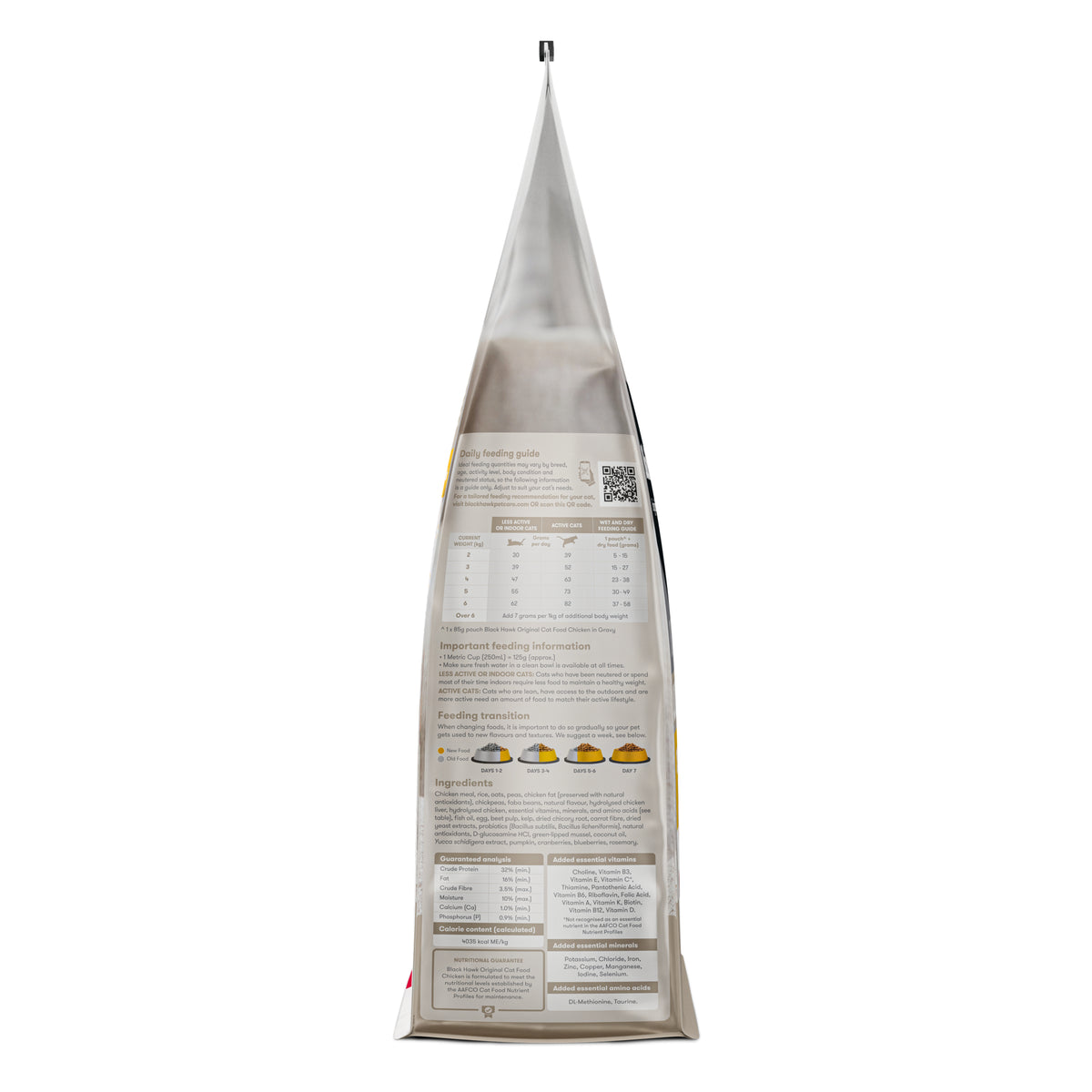 Black Hawk Original Adult Chicken dry cat food – side view of bag