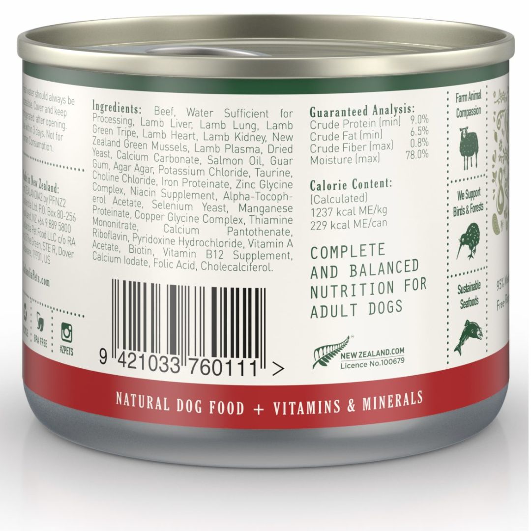 ZEALANDIA Premium Wet Dog Food Beef Pate 185g x 24