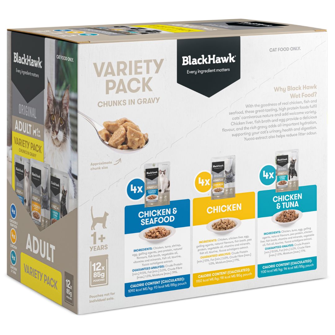 Black Hawk original Adult Wet Cat Food Variety Pack | PeekAPaw Pet Supplies