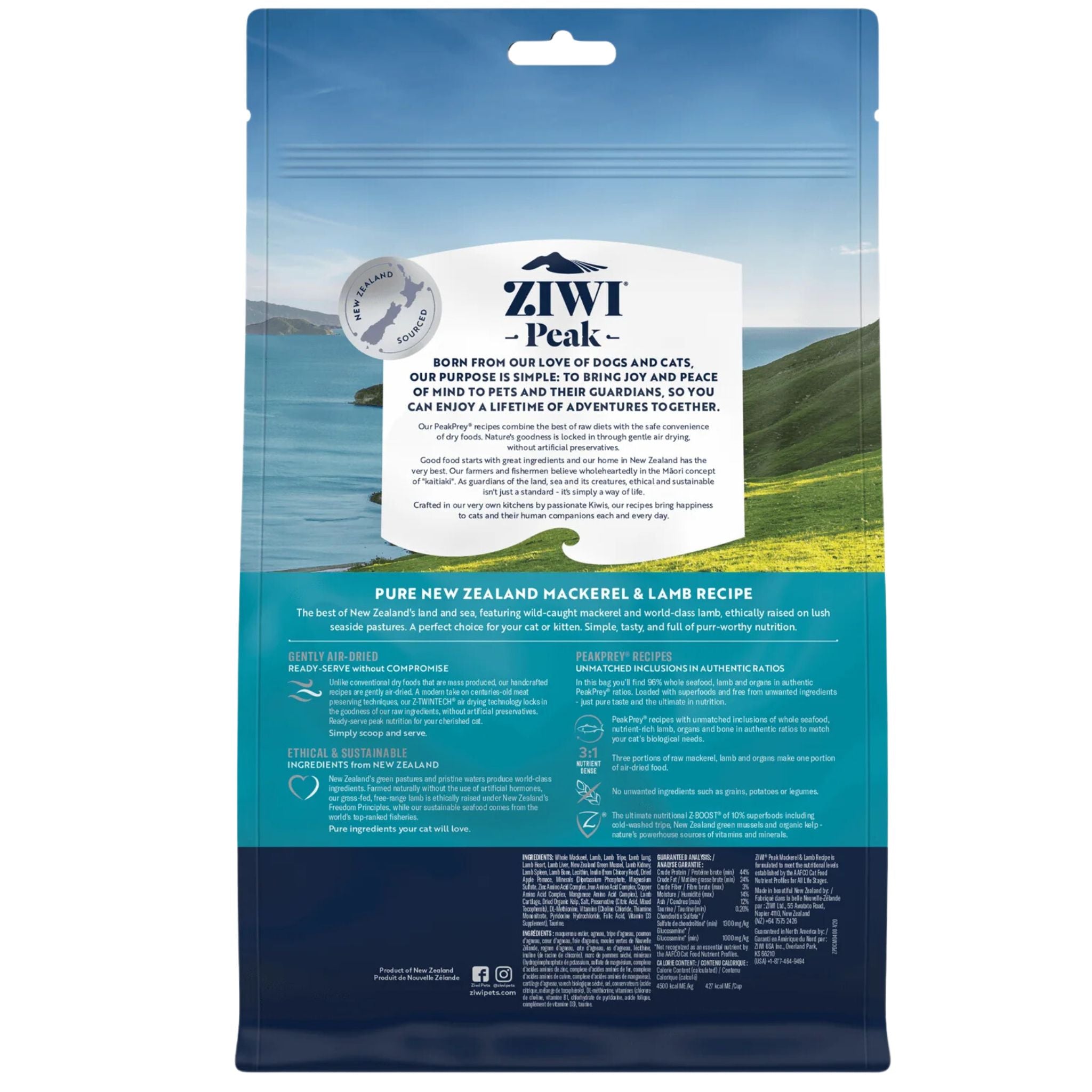 ZIWI Peak Cat Food Air Dried Mackerel and Lamb | PeekAPaw Pet Supplies