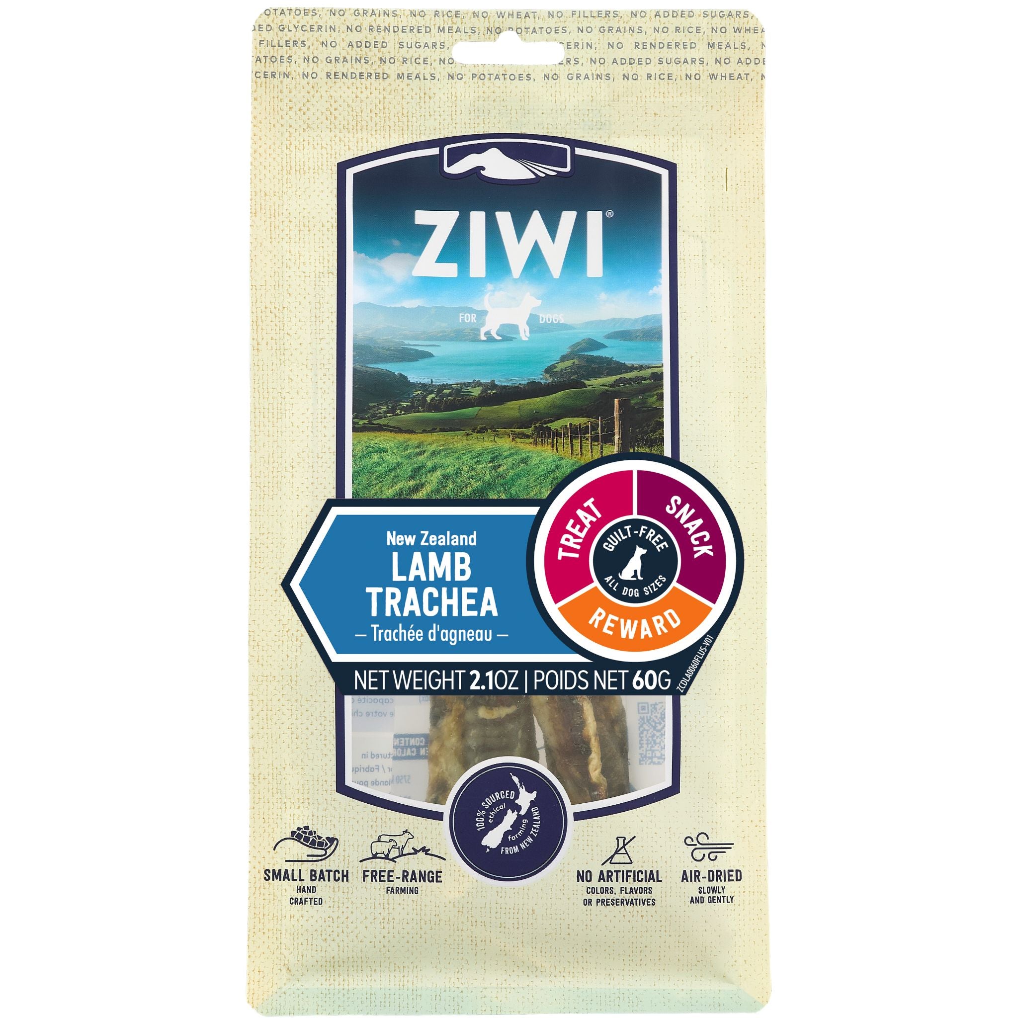 ZIWI Dog Treats Lamb Trachea - 60g | PeekAPaw Pet Supplies