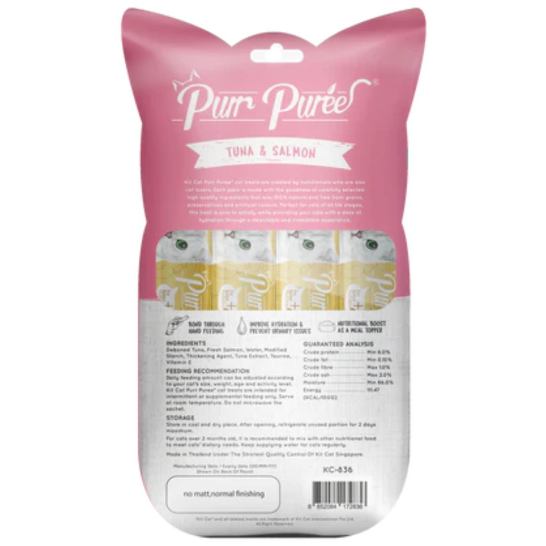 Kit Cat Purr Puree Cat Treats Tuna & Salmon - Back | PeekAPaw Pet Supplies