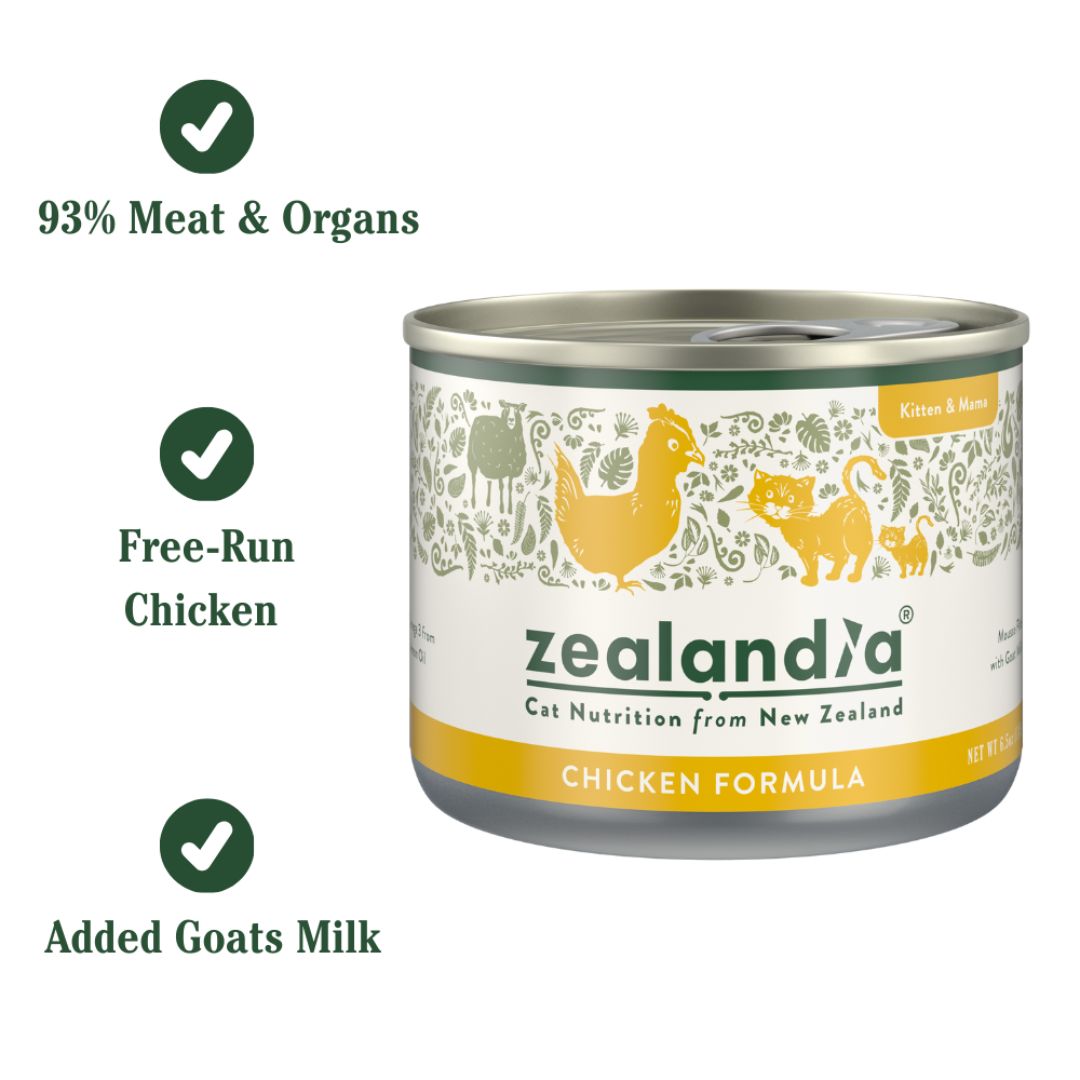ZEALANDIA Premium Wet Cat Food Chicken for Kitten & Mama 185g x 24