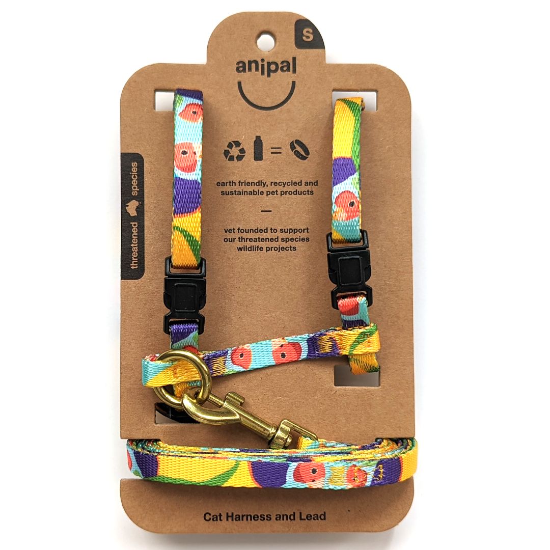 Anipal Gigi the Gouldian Finch Cat Harness & Lead - Small | PeekAPaw Pet Supplies