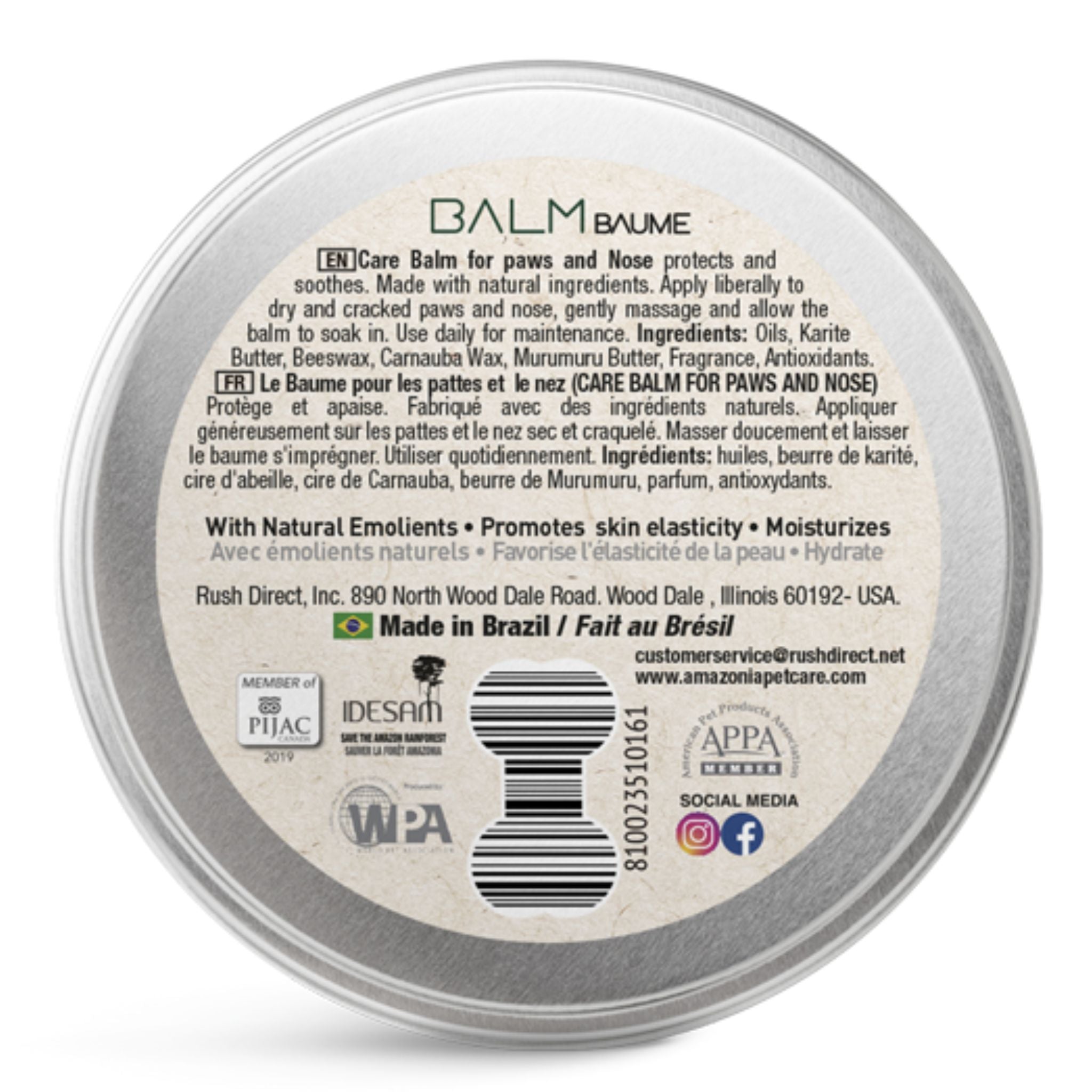 Amazonia Brazilian Carnauba Wax Balm For Paws And Nose For Dogs 30g | PeekAPaw Pet Supplies