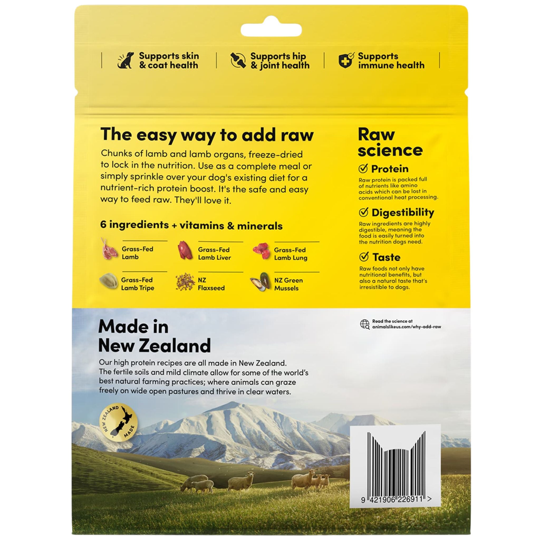 Animals Like Us Dog Meal or Mixer Freeze-Dried Raw Lamb & Tripe