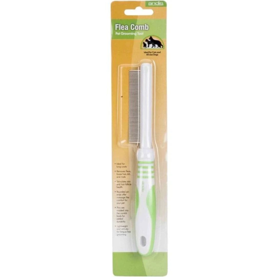 Andis Pet Grooming Flea Comb White Lime Green
