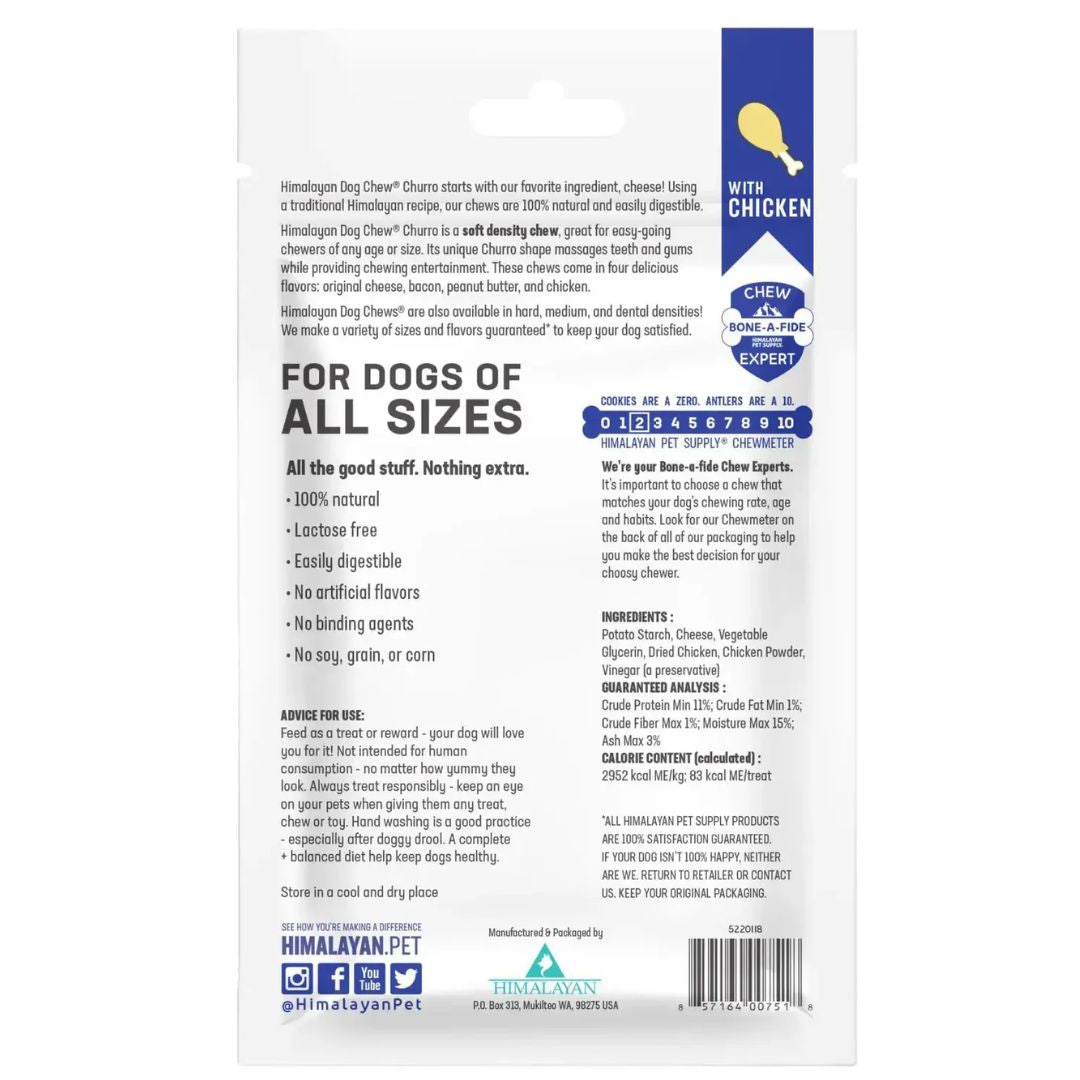 Himalayan Dog Chew Churro - Chicken - 113.3g | PeekAPaw Pet Supplies