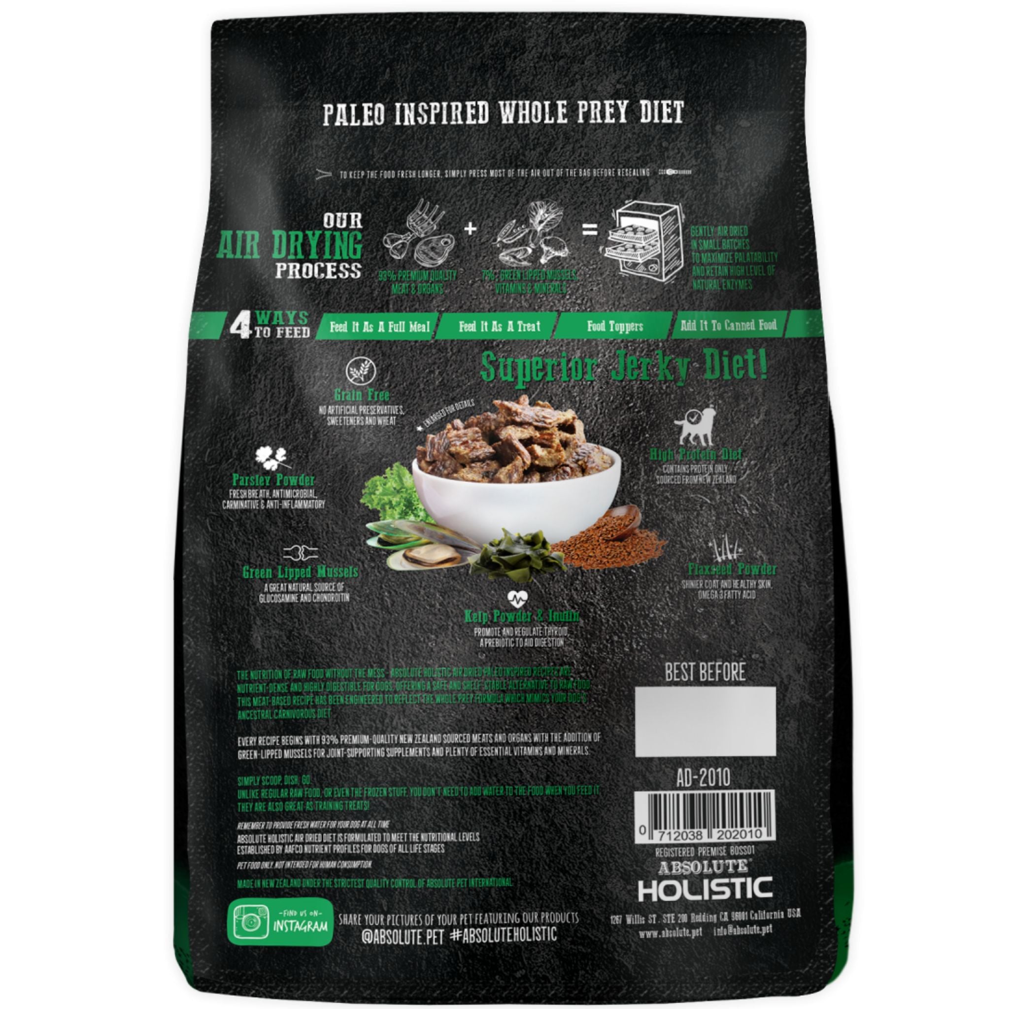 Absolute Holistic Air Dried Dog Food Chicken & Hoki