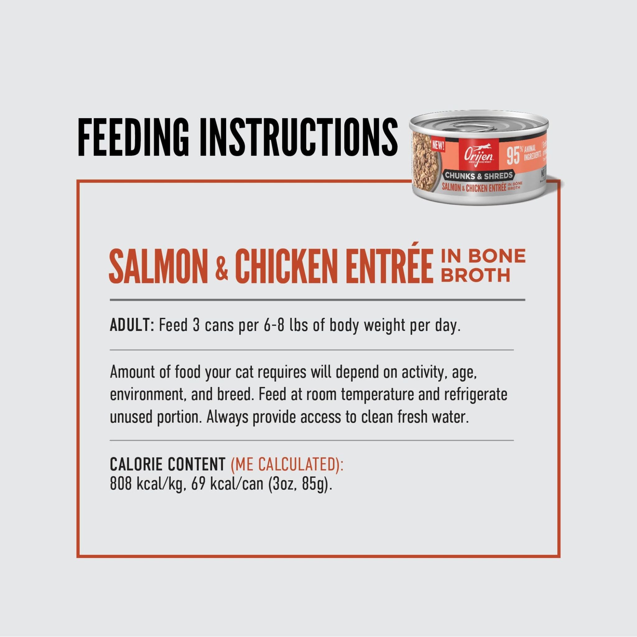 Orijen Wet Cat Food Chunks & Shreds Salmon and Chicken Entree