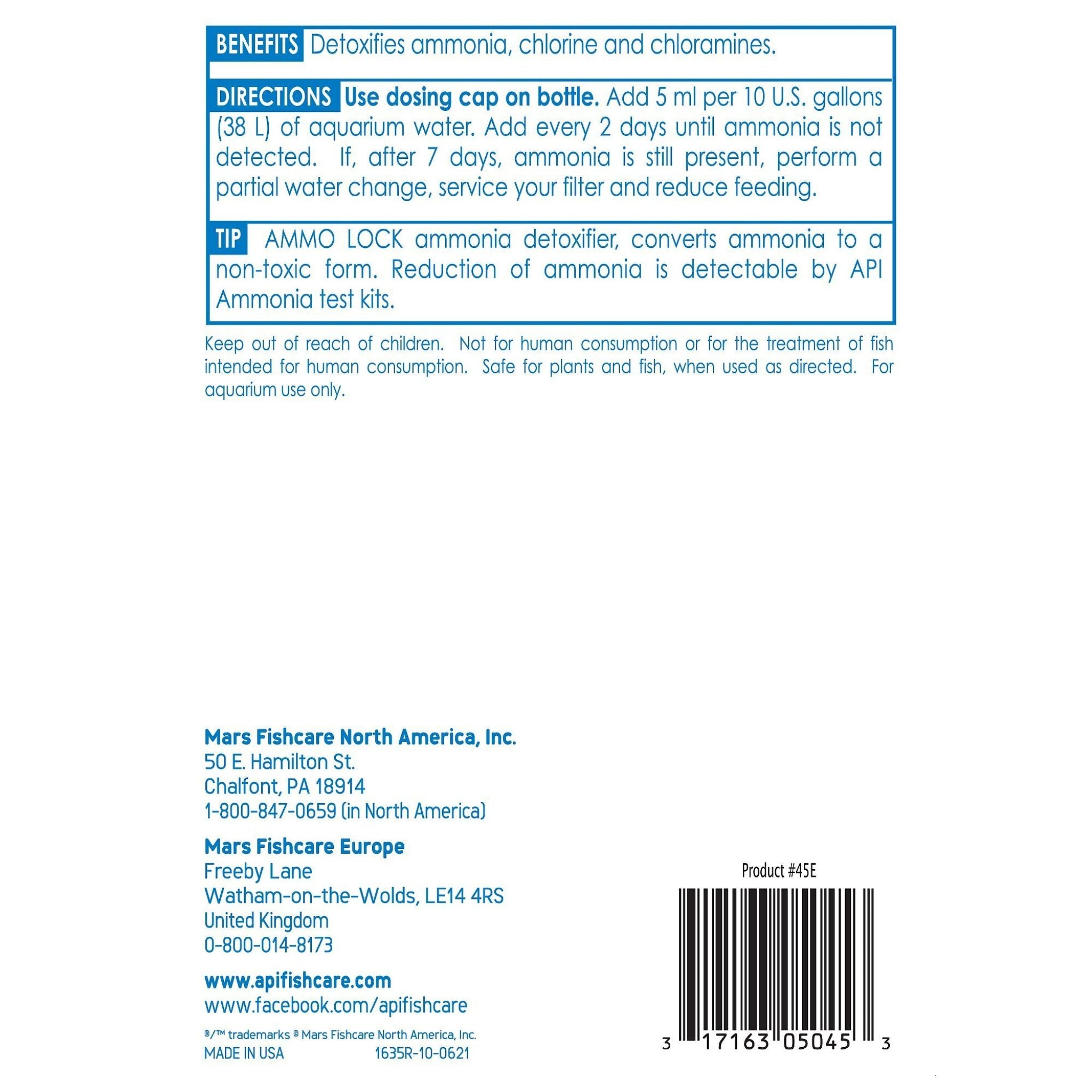 API Ammo Lock Freshwater & Saltwater Aquarium Ammonia Detoxifier