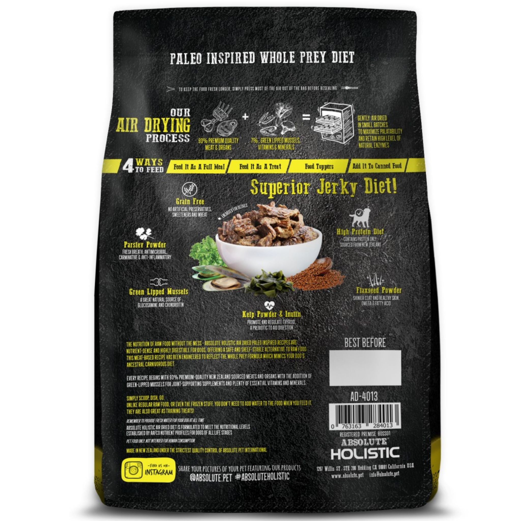 Absolute Holistic Air Dried Dog Food Lamb & Duck