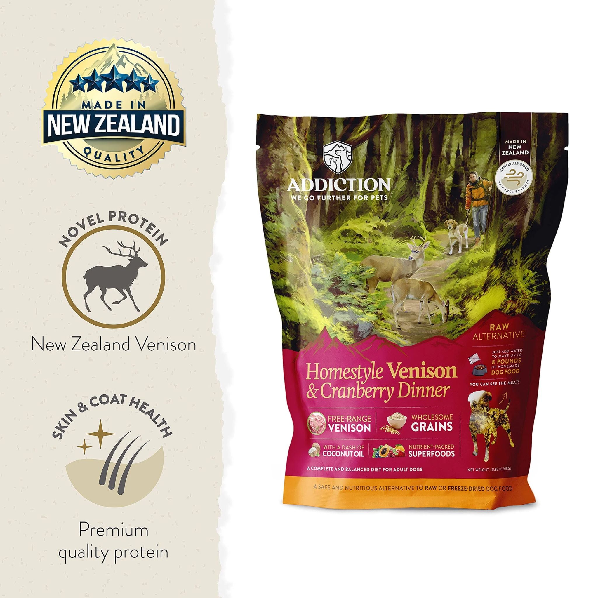 ADDICTION Homestyle Venison & Cranberry Dinner Raw Alternative Dog Food