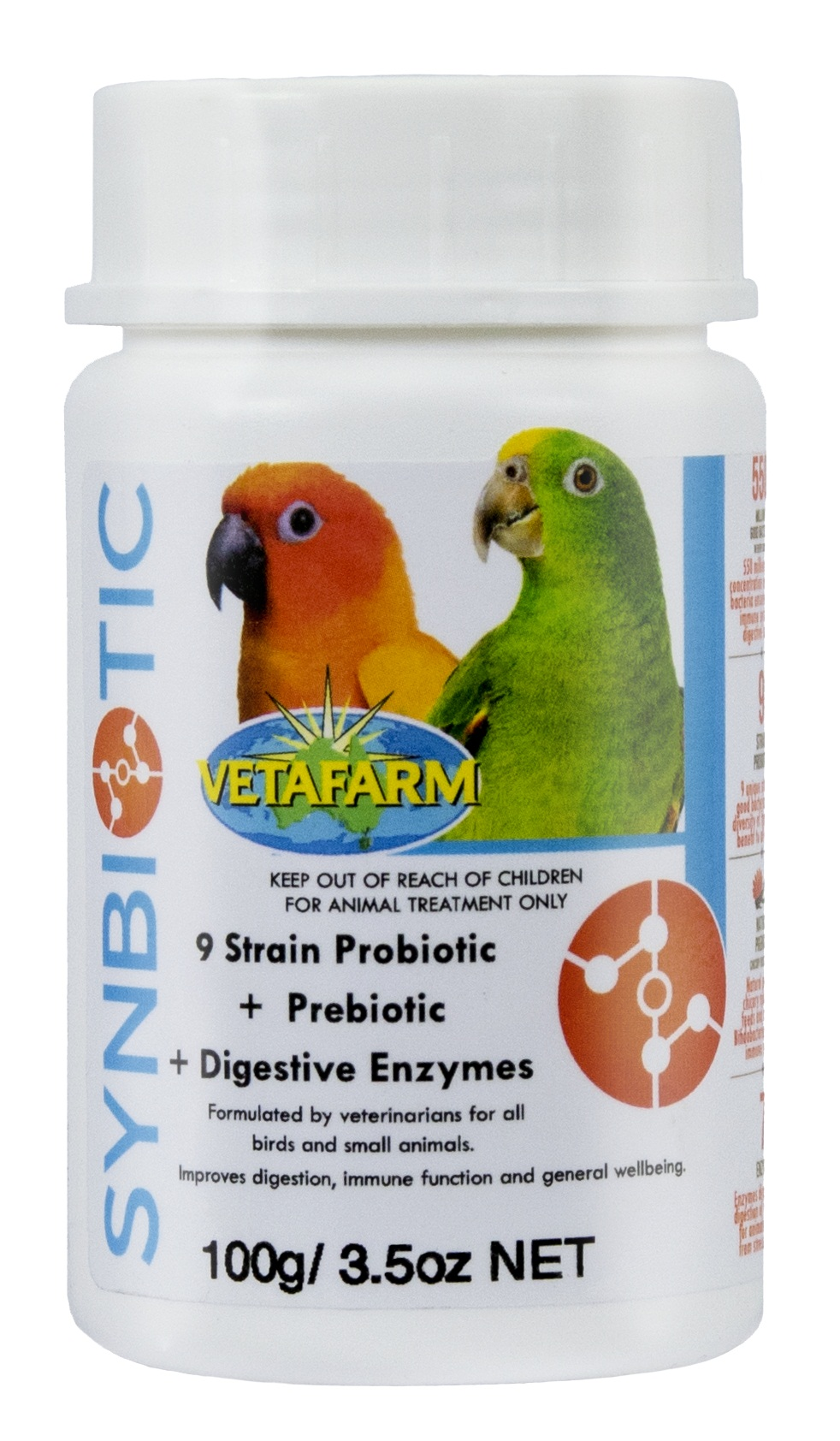 Vetafarm Synbiotic Avian Support 100g tub – front