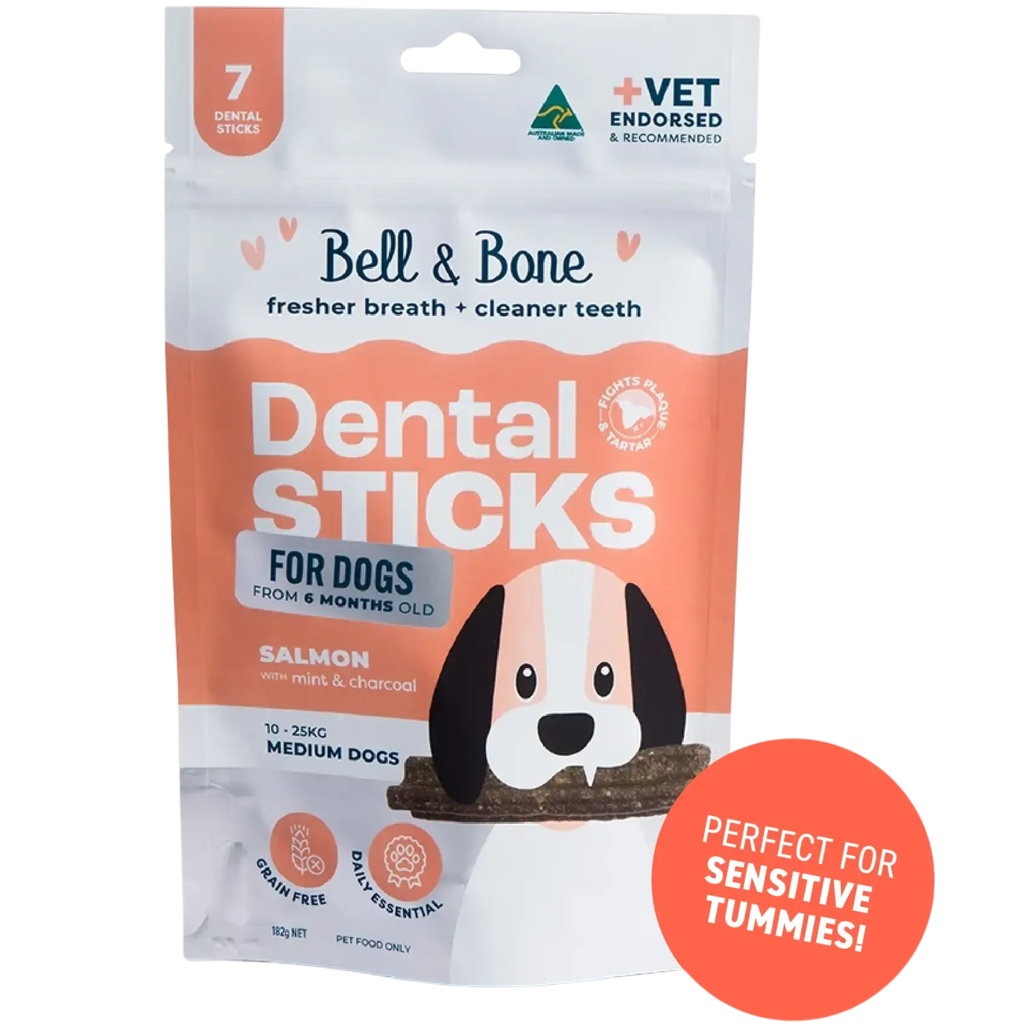 Bell and Bone Dental Sticks for Adult Dogs - Salmon, Mint & Charcoal