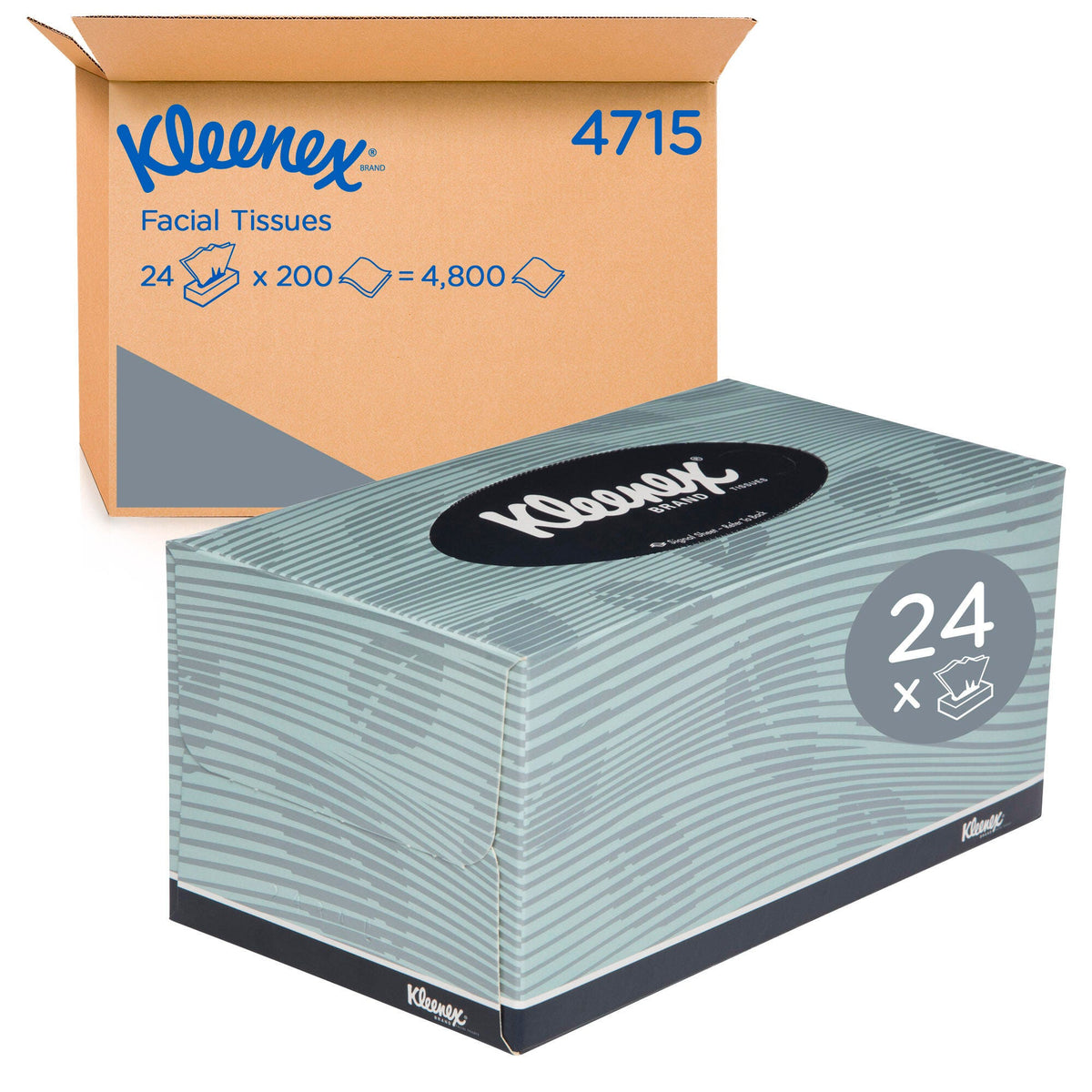 Kleenex 4715 2-ply facial tissue box of 200