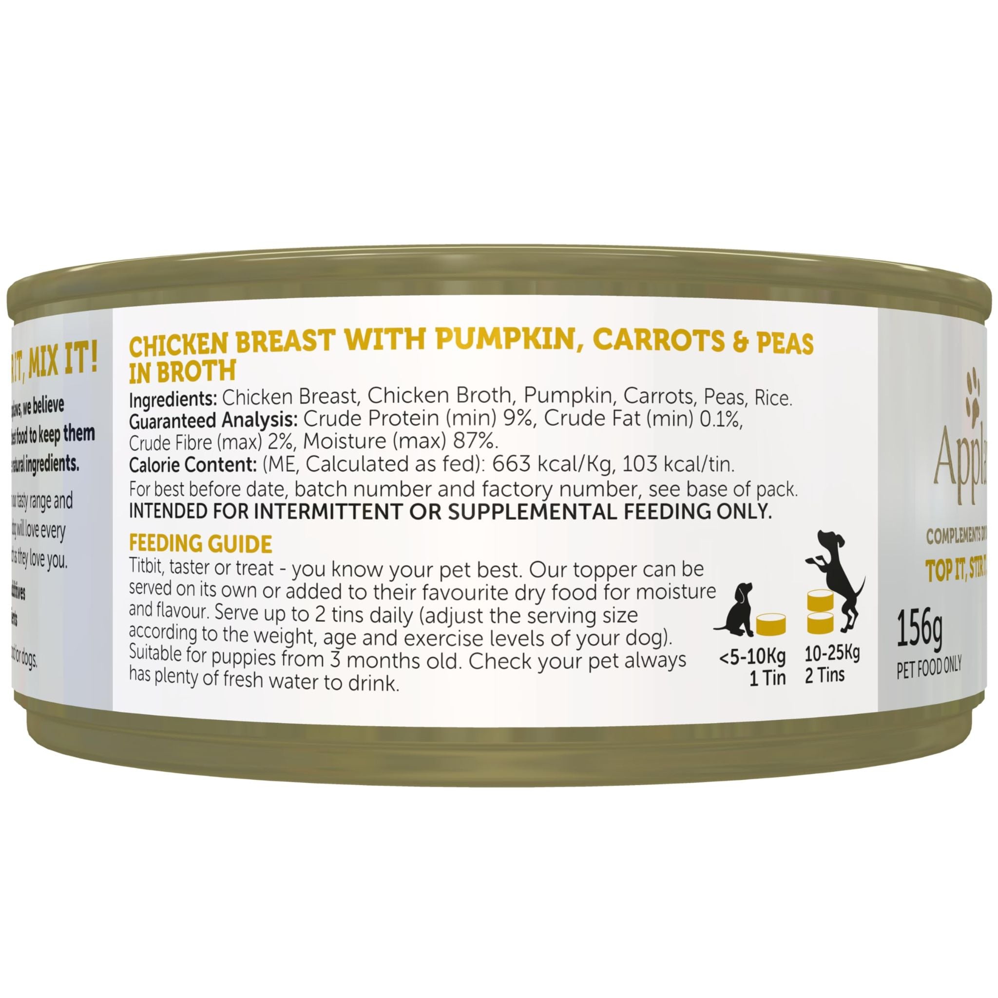 Applaws Taste Toppers for Dogs Chicken Breast with Pumpkin, Carrots & Peas in Broth