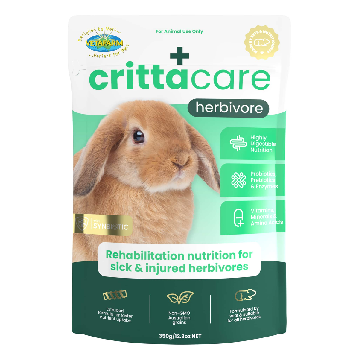 Vetafarm Crittacare Herbivore 350g – front of pack