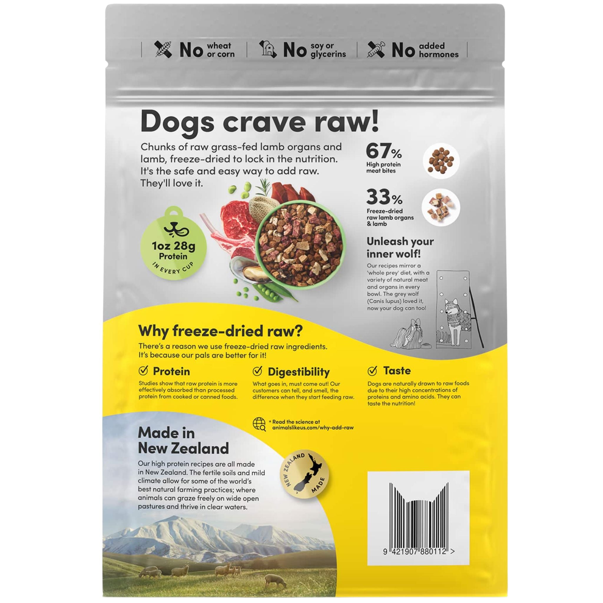 Animals Like Us Dog Food RawMix33 with Grass-Feed Lamb