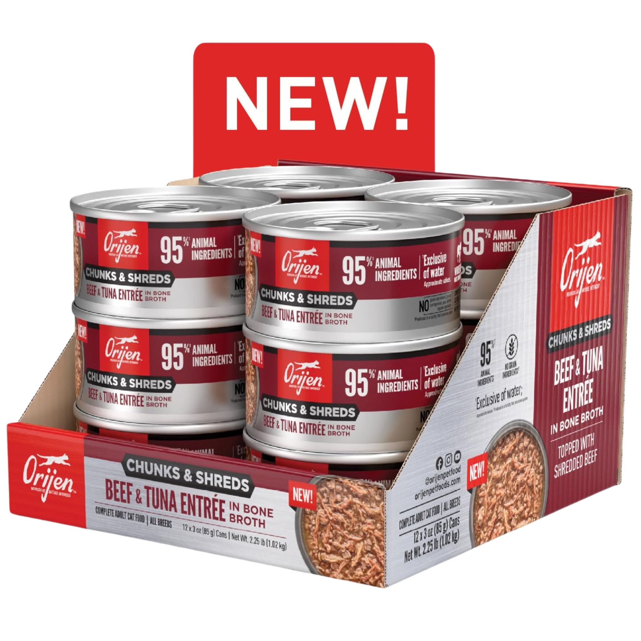 Orijen Wet Cat Food Chunks & Shreds Beef and Tuna Entree