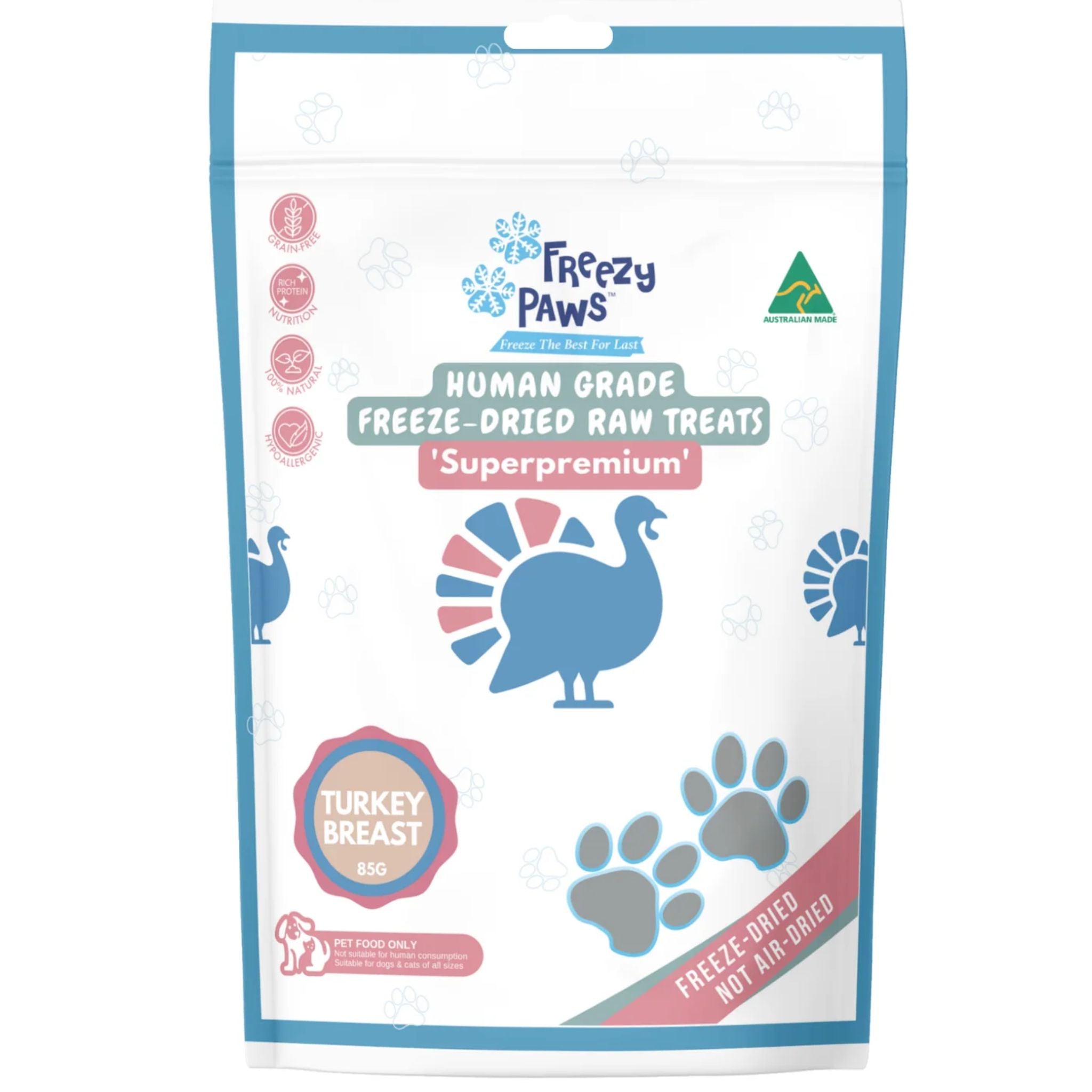 Freezy Paws Freeze Dried Turkey Breast Pet Treats for Dogs & Cats