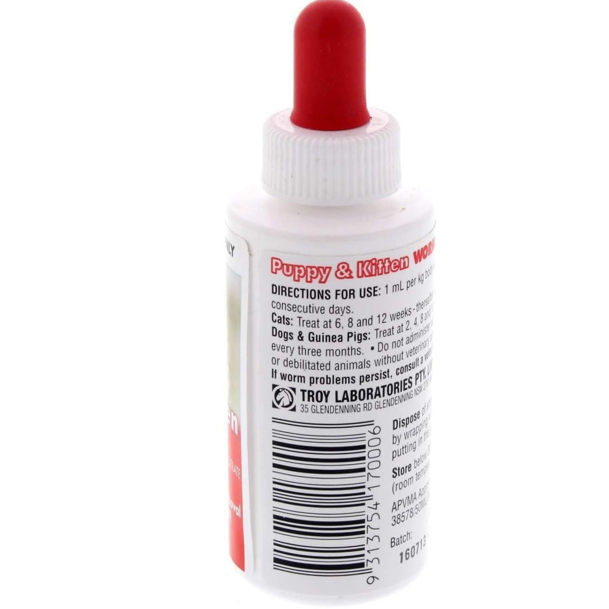 Troy Puppy & Kitten Worm Syrup 50ml | PeekAPaw Pet Supplies
