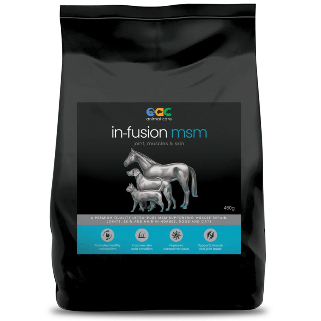 EAC Animal Care in-Fusion MSM - Ultra Pure Methylsulfonylmethane Joint Supplement for Horses, Dogs & Cats - 450g | PeekAPaw Pet Supplies