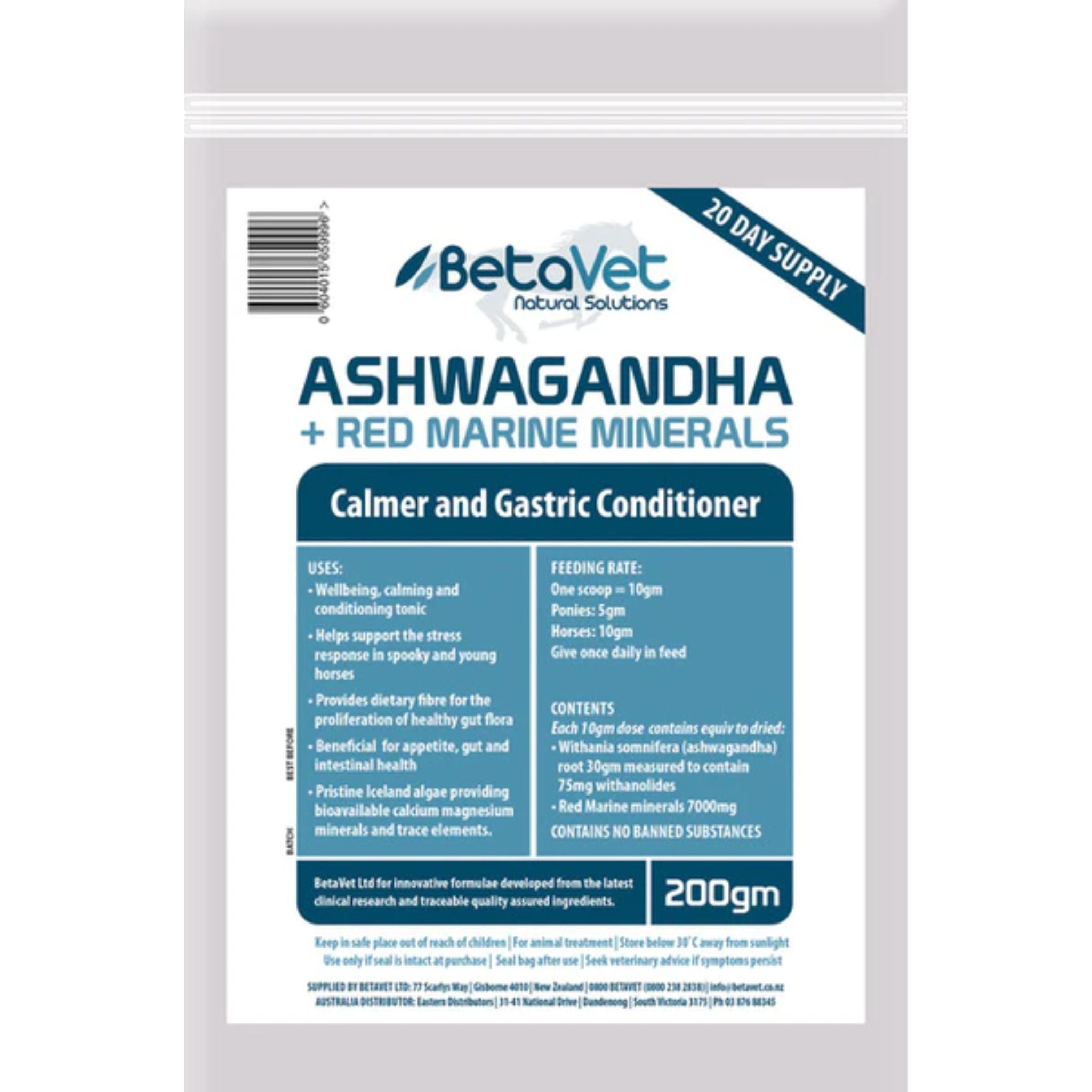BetaVet Natural Solutions Ashwagandha + Red Marine Minerals for Horses