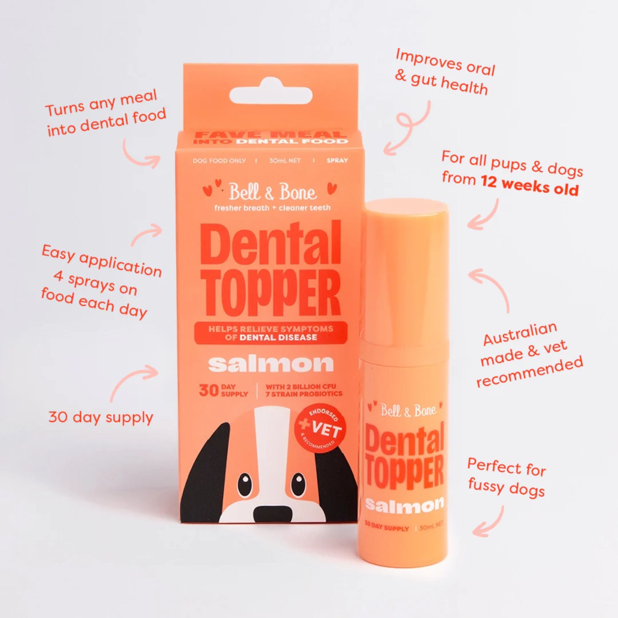Bell and Bone Dog Dental Topper - Salmon