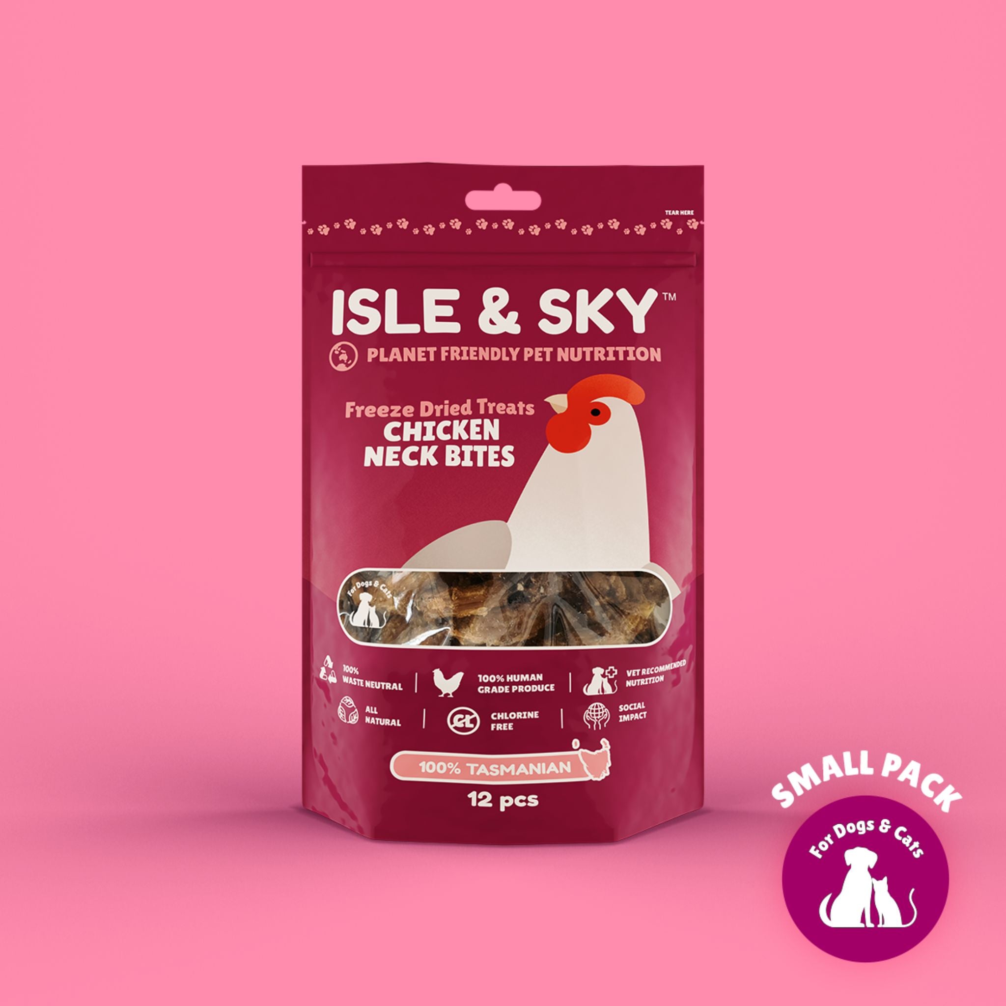 Isle and Sky Freeze Dried Pet Treats Chicken Neck Bites