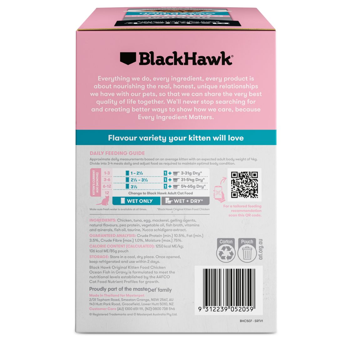 Black Hawk original Kitten Wet Cat Food Chicken & Ocean Fish | PeekAPaw Pet Supplies