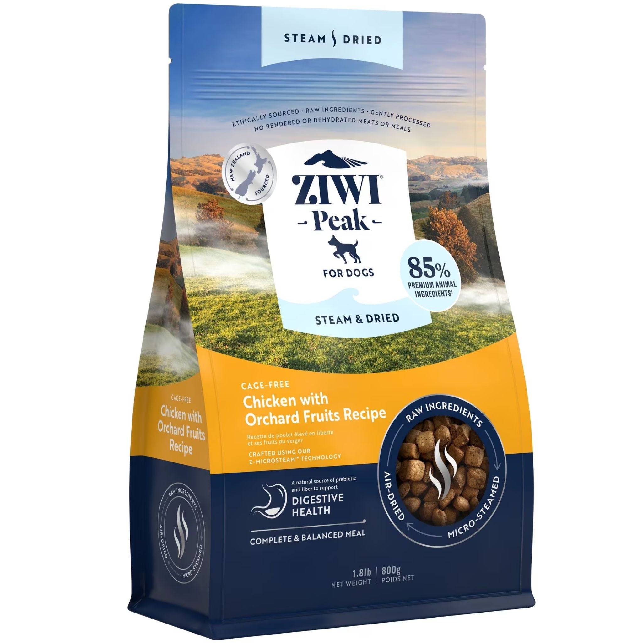 Ziwi Peak Steam and Dried Dog Food Cage-Free Chicken with orchard Fruits