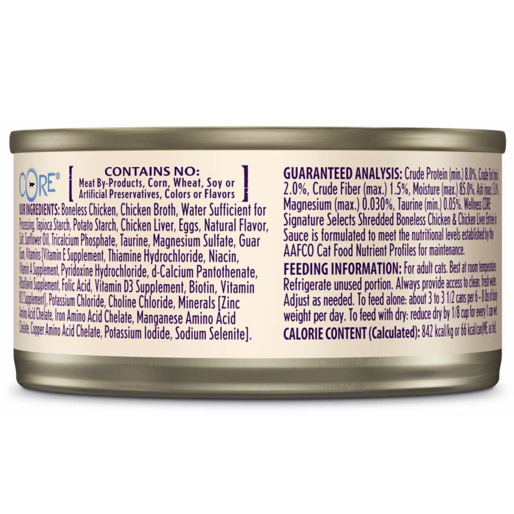 Wellness Core Wet Cat Food Signature Selects Shredded Boneless Chicken & Chicken Liver by Peekapaw