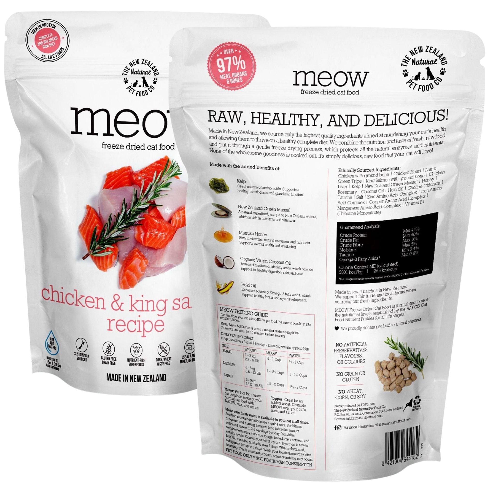 The New Zealand Natural Meow Freeze Dried Cat Food Chicken & King Salmon