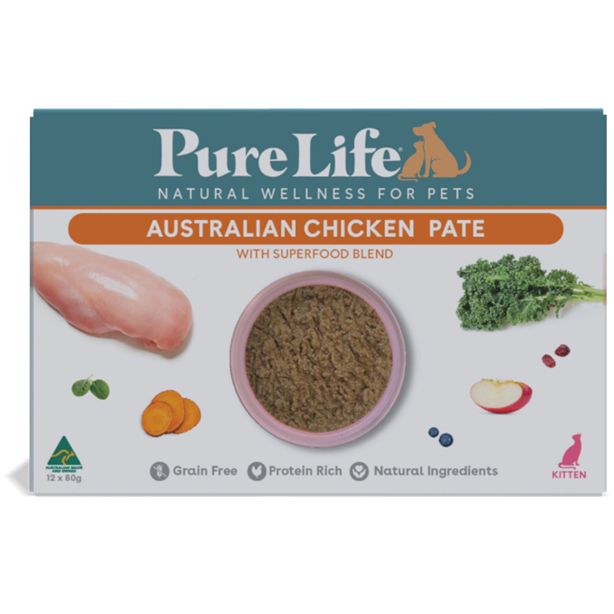 Pure Life Wet Cat Food for Kitten Chicken Pate 85g x 12 | PeekAPaw Pet Supplies