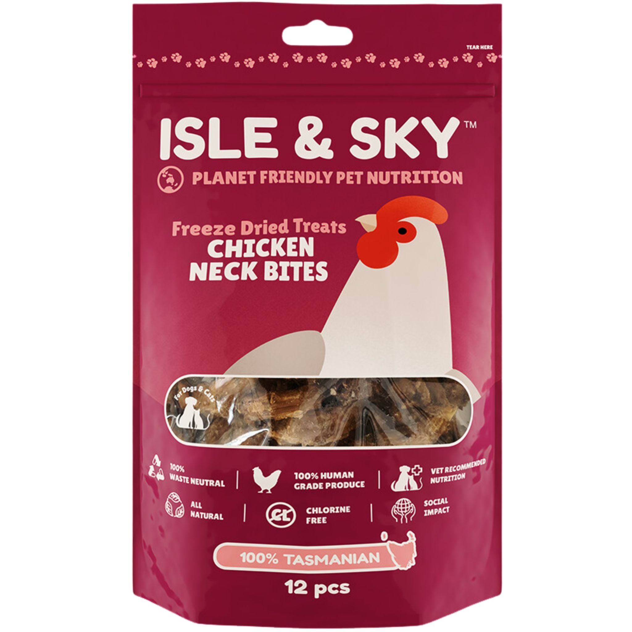 Isle and Sky Freeze Dried Pet Treats Chicken Neck Bites