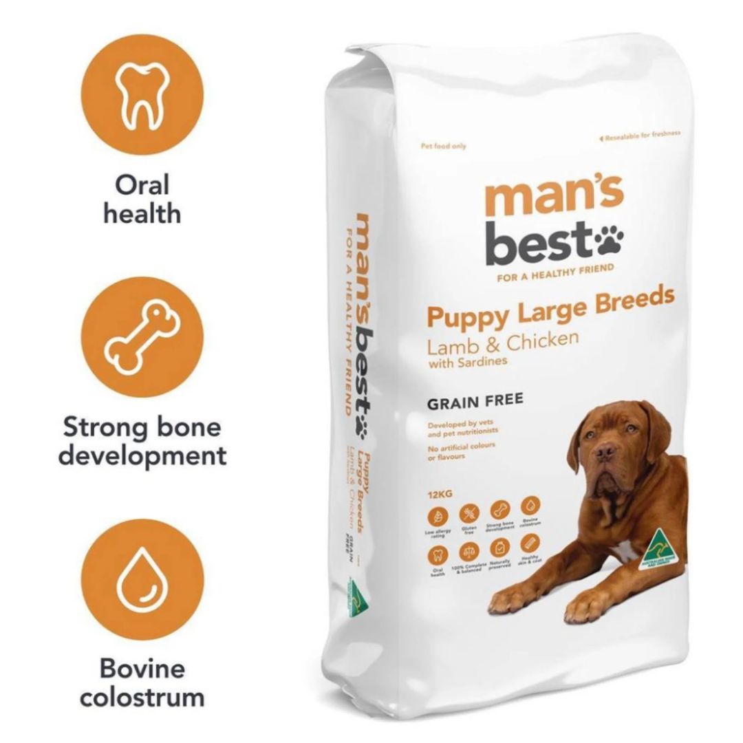 Mans Best Puppy Large Breeds Dog Food Lamb & Chicken | PeekAPaw Pet Supplies