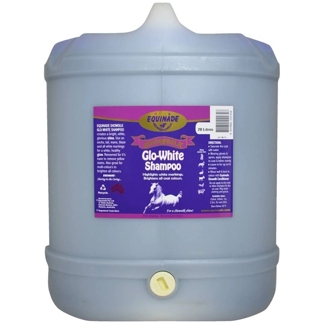 Equinade Showsilk Glo White Shampoo - 20L | PeekAPaw Pet Supplies