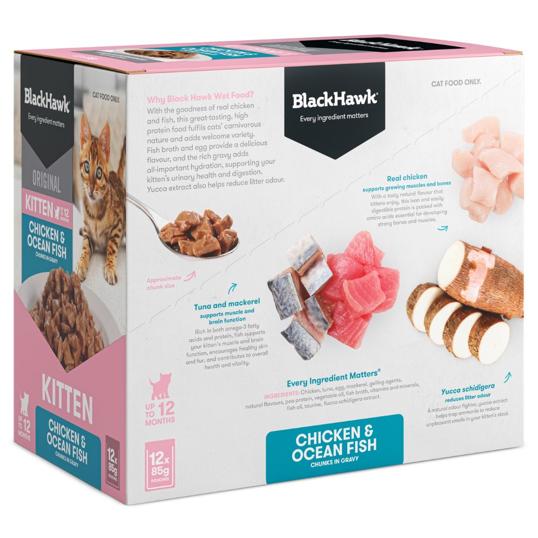 Black Hawk original Kitten Wet Cat Food Chicken & Ocean Fish | PeekAPaw Pet Supplies