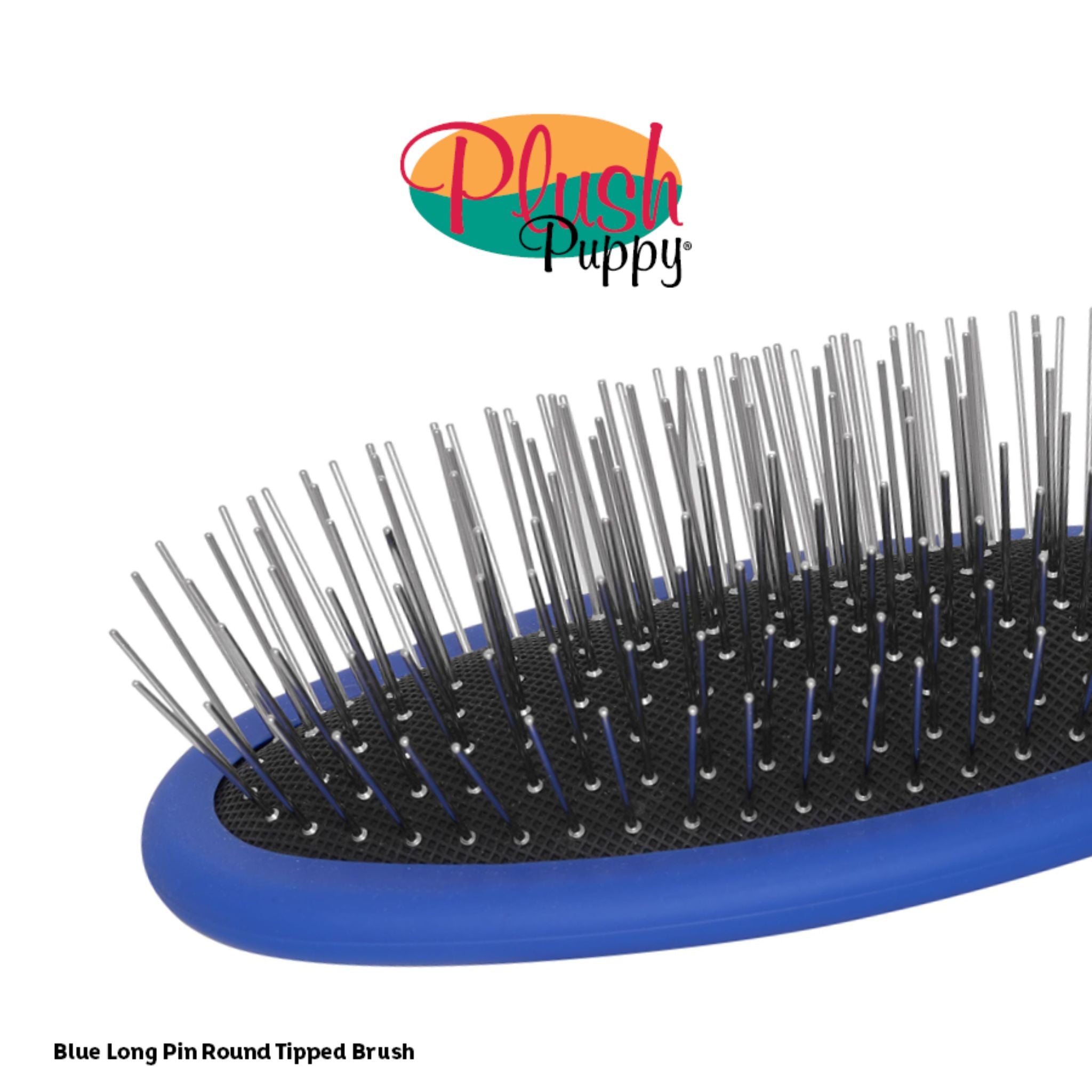 Plush Puppy Blue Long Pin Round Tip Brush Pro-Grooming Brush