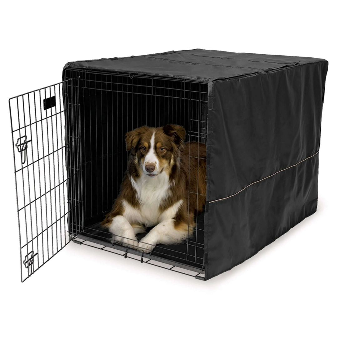 MidWest Homes for Pets QuiteTime Dog Crate Cover in Black - 42" | PeekAPaw Pet Supplies