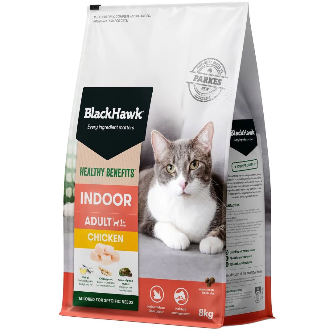 Black Hawk Healthy Benefits Adult Dry Cat Food indoor - 8kg | PeekAPaw Pet Supplies