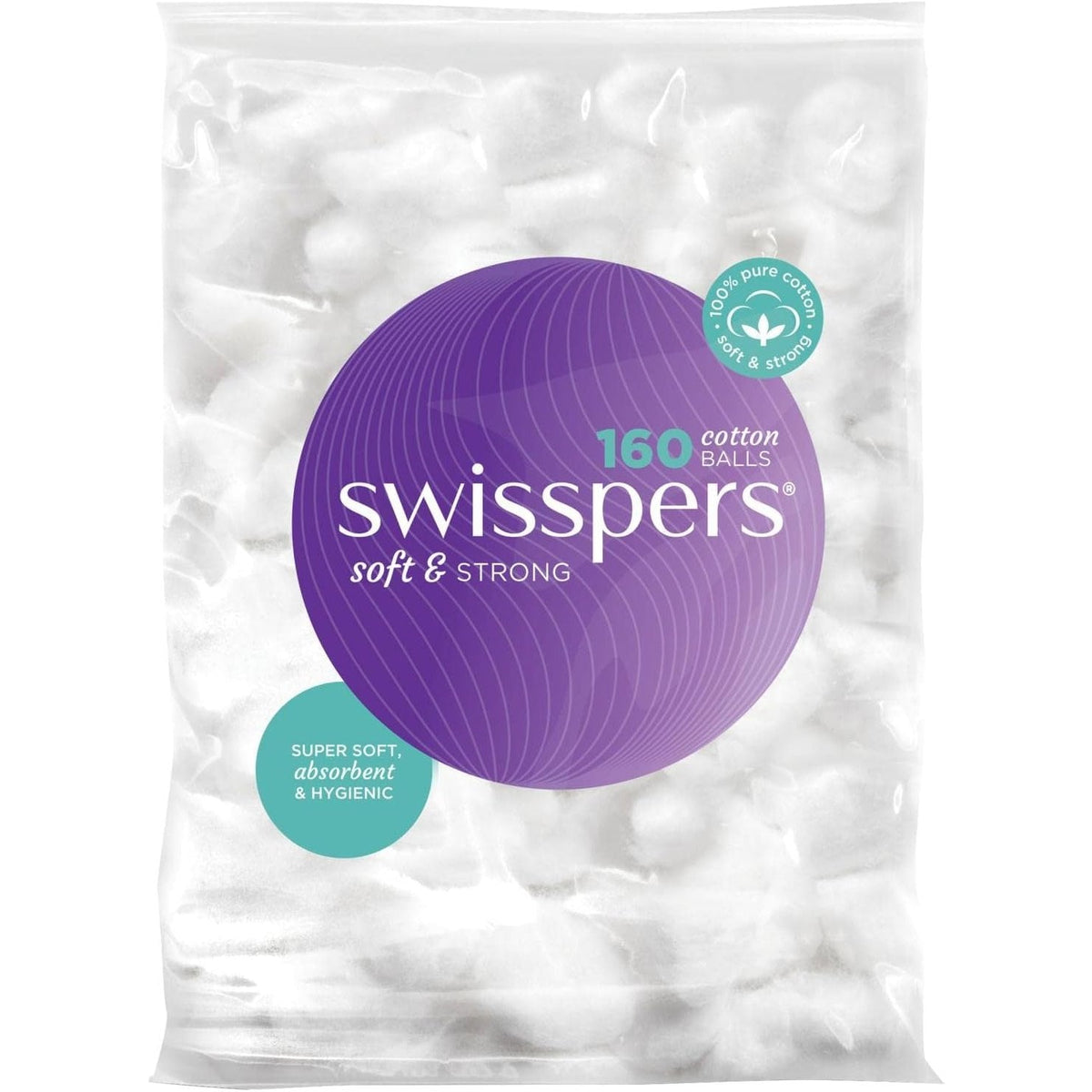 Swisspers Cotton Balls 160 pack bag front