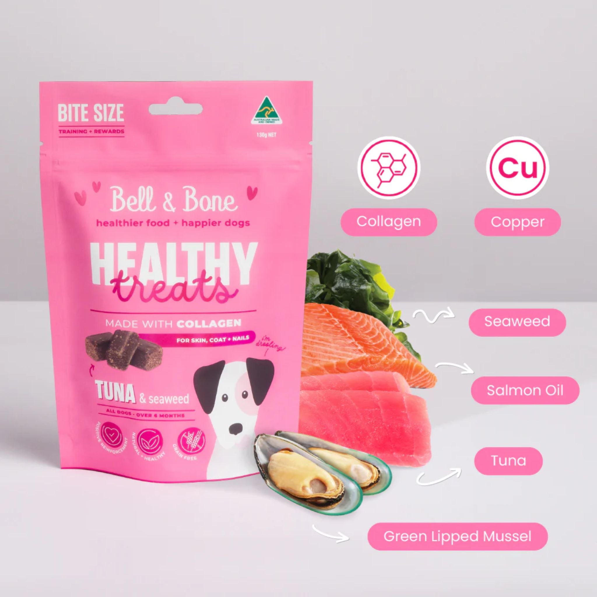 Bell and Bone Healthy Dog Treats Tuna & Seaweed for Skin, Coat and Nails