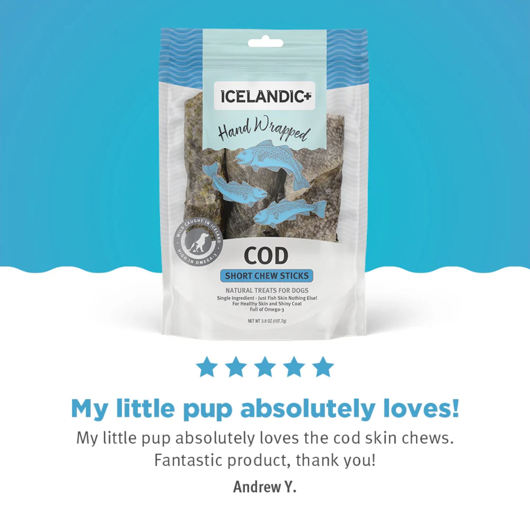 Icelandic+ Dog Treats Cod Short Chew Sticks