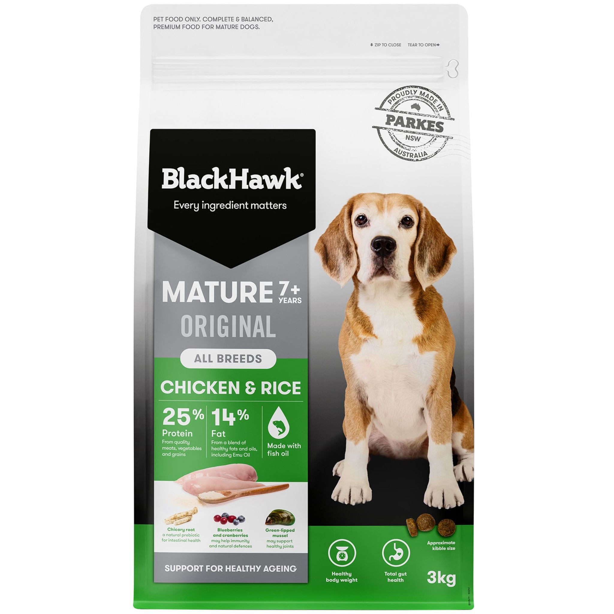 Black Hawk Chicken and Rice Original Mature Dry Dog Food