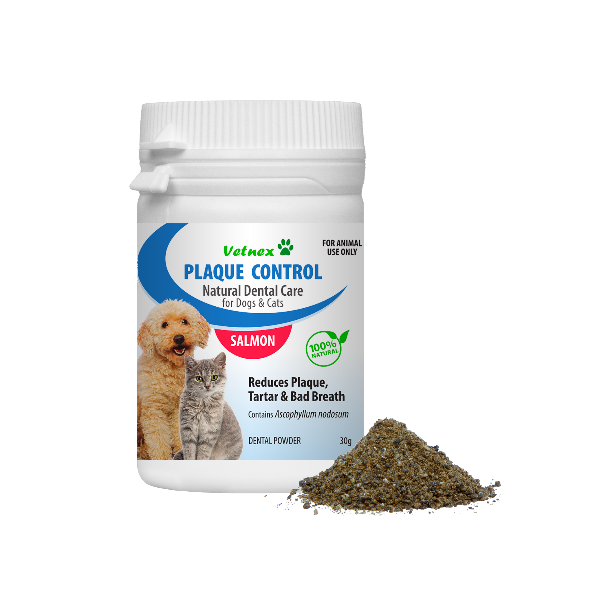 Vetnex Plaque Control Natural Dental Care Powder Salmon for Dogs & Cats