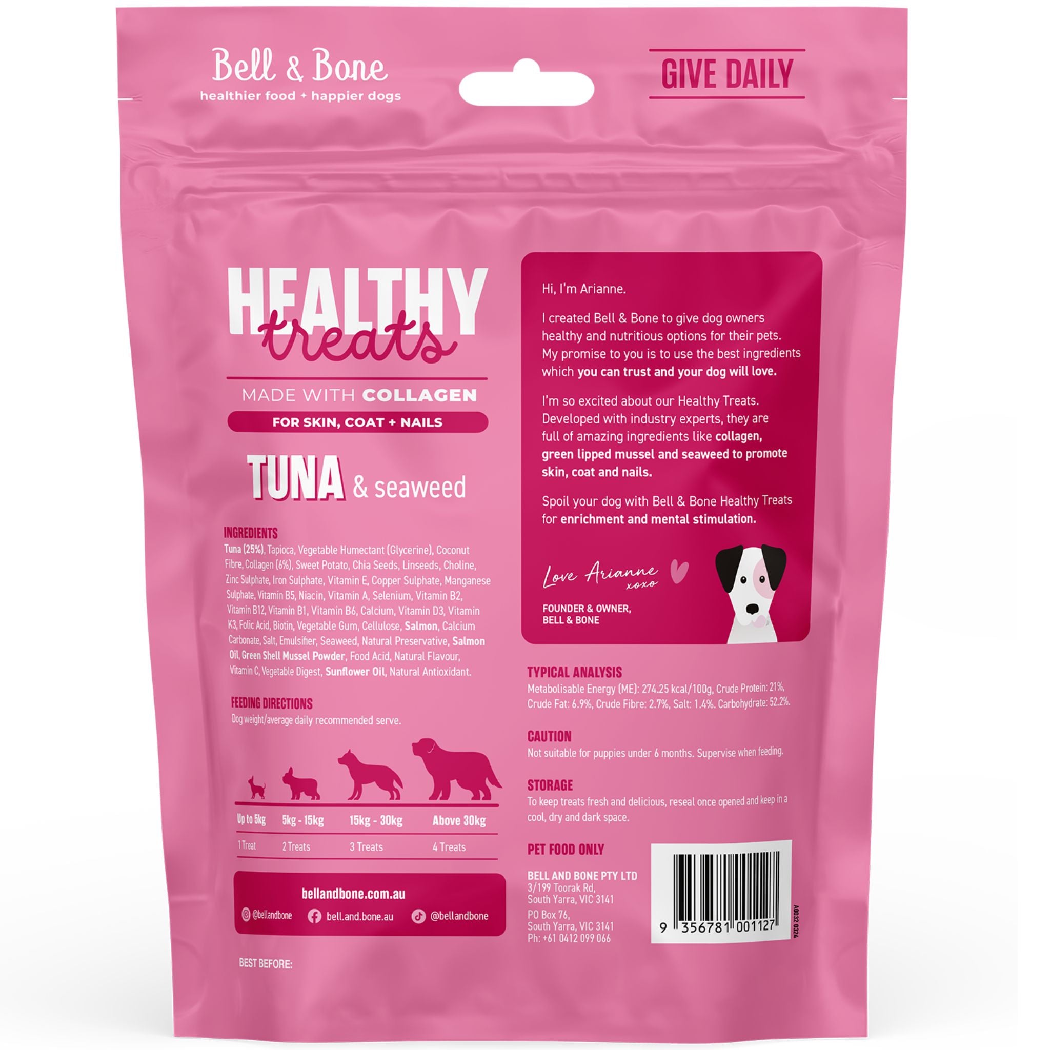 Bell and Bone Healthy Dog Treats Tuna & Seaweed for Skin, Coat and Nails