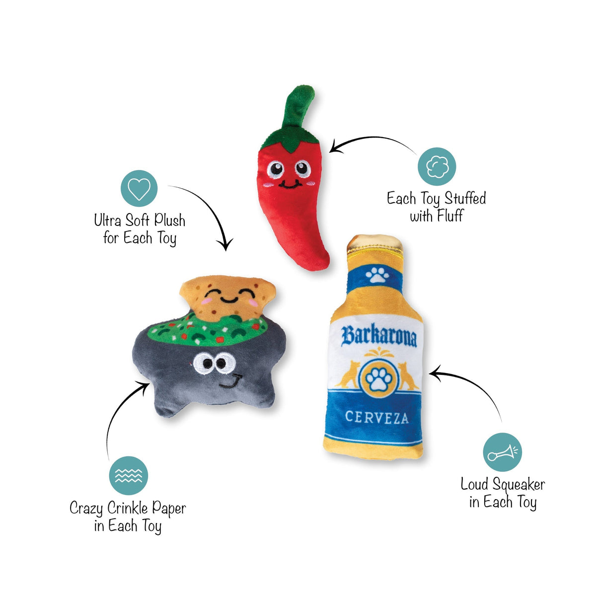 Fringe Studio Plush Dog Toy Set - Happy Hour — alternate view